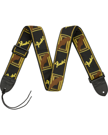 Fender 2" Monogrammed Strap, Black/Yellow/Brown