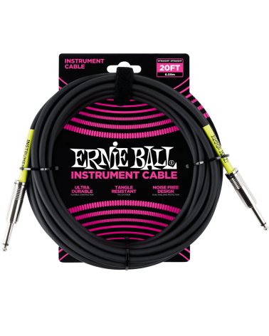 Ernie Ball CABLE INSTRUMENTO PVC JACK-JACK SS NEGRO - 6,09M 6046