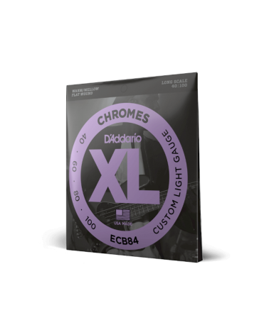 D'ADDARIO ECB84. Chromes para bajo, calibre custom fino, 40-100, escala larga