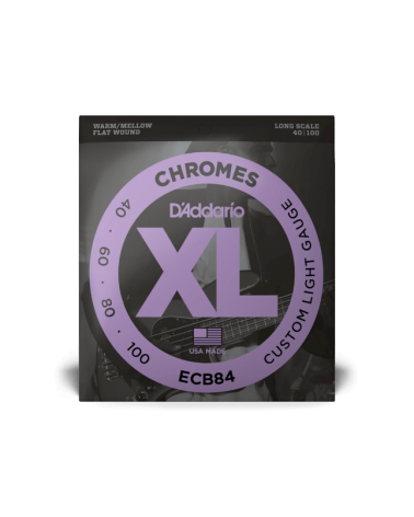 D'ADDARIO ECB84. Chromes para bajo, calibre custom fino, 40-100, escala larga