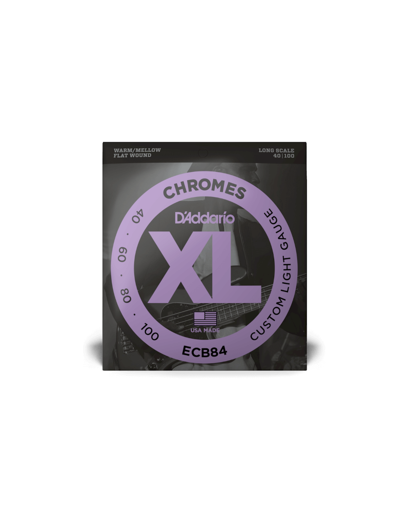 D'ADDARIO ECB84. Chromes para bajo, calibre custom fino, 40-100, escala larga