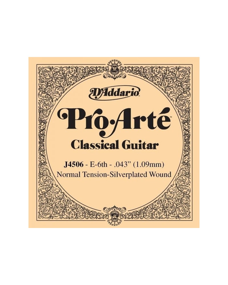 D'Addario J4506 Pro-Arte, cuerda individual de nailon para guitarra clásica, tensión normal, sexta cuerda