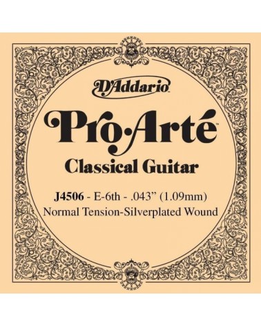 D'Addario J4506 Pro-Arte, cuerda individual de nailon para guitarra clásica, tensión normal, sexta cuerda