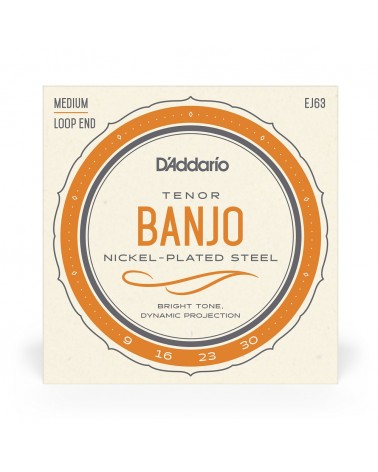 D'Addario EJ63. Para banjo tenor, níquel, 9-30