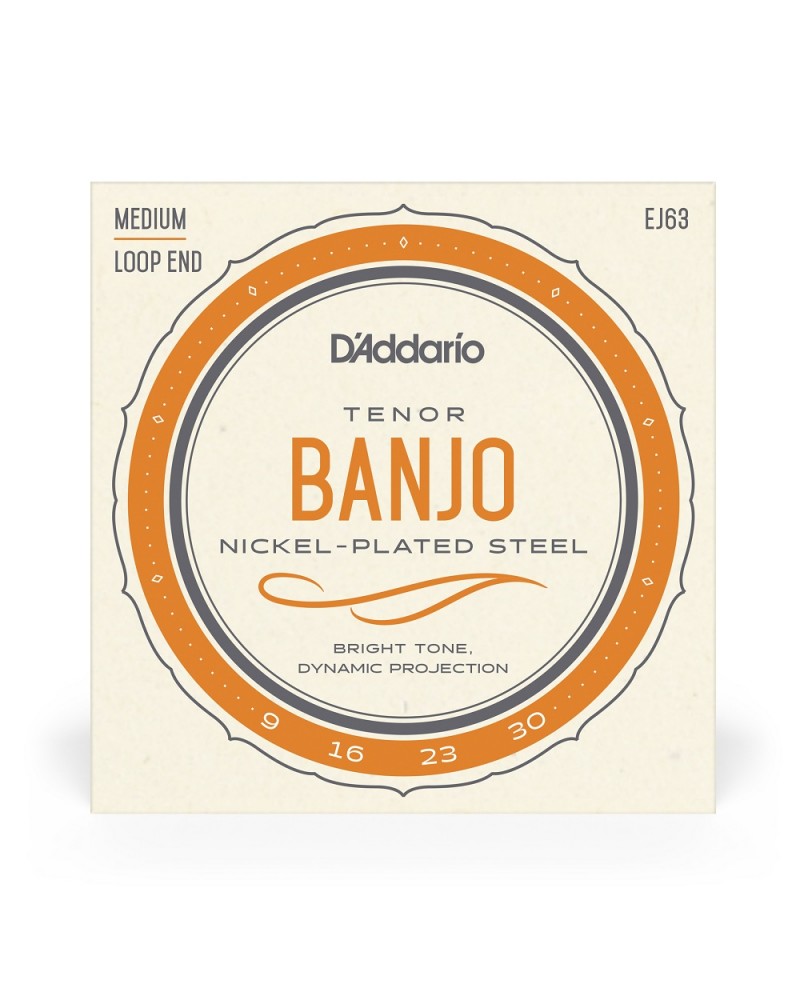 D'Addario EJ63. Para banjo tenor, níquel, 9-30