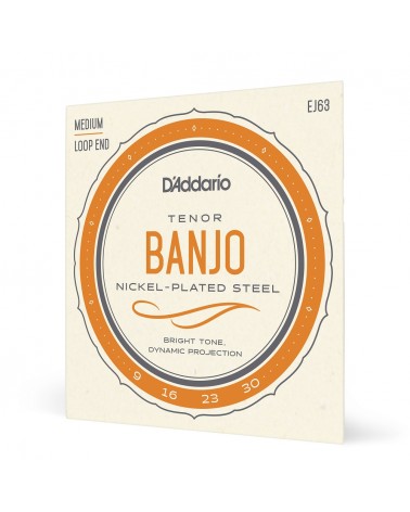 D'Addario EJ63. Para banjo tenor, níquel, 9-30