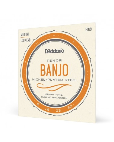 D'Addario EJ63. Para banjo tenor, níquel, 9-30