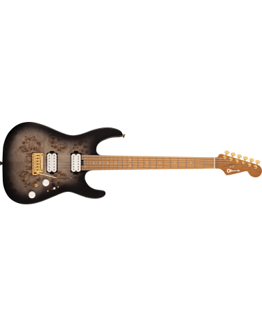 Charvel Pro-Mod DK24 HH 2PT CM Poplar Burl, Caramelized Maple Fingerboard, Transparent Black Burst