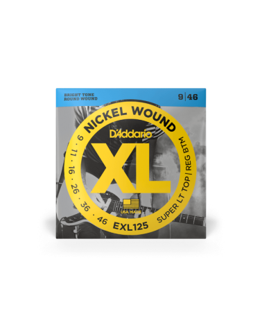 D'Addario EXL125. Entorchado de níquel, calibre superfino en agudas/regular en graves, 09-46