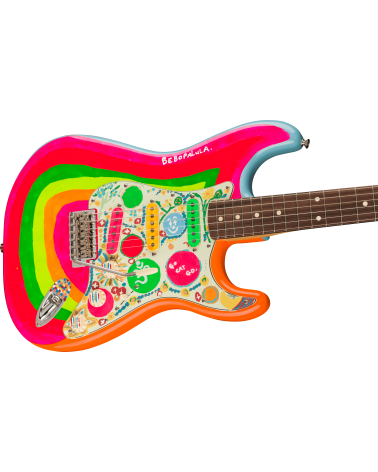 Fender George Harrison Rocky Stratocaster®, Rosewood Fingerboard, Hand Painted Rocky Artwork Over Sonic Blue