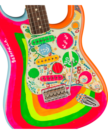 Fender George Harrison Rocky Stratocaster®, Rosewood Fingerboard, Hand Painted Rocky Artwork Over Sonic Blue