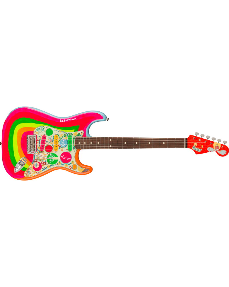 Fender George Harrison Rocky Stratocaster®, Rosewood Fingerboard, Hand Painted Rocky Artwork Over Sonic Blue