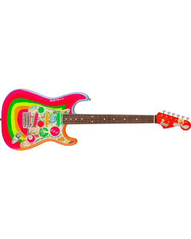 Fender George Harrison Rocky Stratocaster®, Rosewood Fingerboard, Hand Painted Rocky Artwork Over Sonic Blue