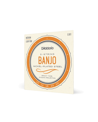 D'Addario EJ61. Para banjo de 5 cuerdas, níquel, calibre medio, 10-23