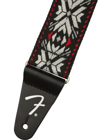 Fender Pasadena Woven Strap, Red Snowflake, 2"