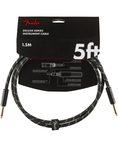 Fender Deluxe Series Instruments Cable, Straight/Straight, 5', Black Tweed