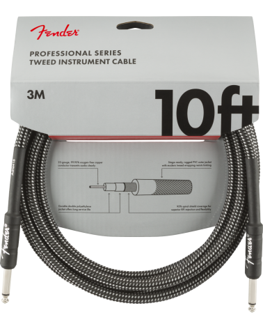 Fender Professional Series Instrument Cables, 10', Gray Tweed