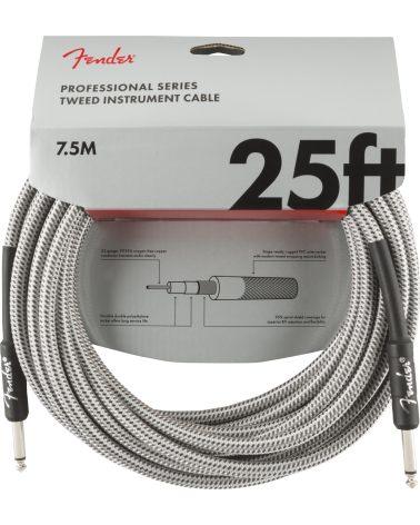 Fender Professional Series Instrument Cable, 25', White Tweed