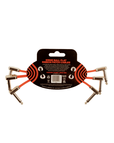 ERNIE BALL PACK DE 3 CABLES FLAT RIBBON PATCH RED DE 6"