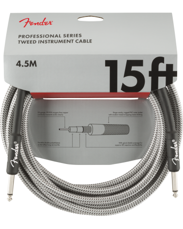 Fender Professional Series Instrument Cables, 15', Gray Tweed