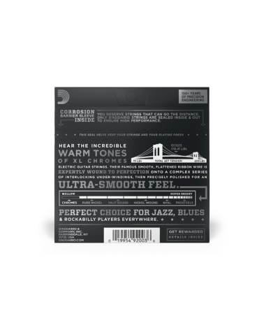 D'Addario ECG23. Chromes de entorchado plano, calibre extrafino, 10-48