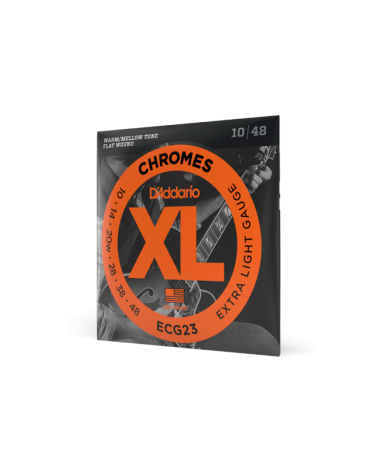 D'Addario ECG23. Chromes de entorchado plano, calibre extrafino, 10-48