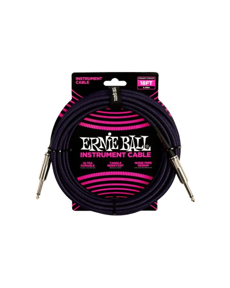 Ernie Ball 6395 Cable Instrumento Jack-Jack Ss 5,5M Negro/Púrpura