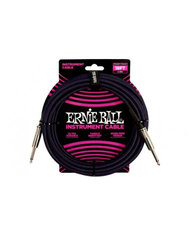 Ernie Ball 6395 Cable Instrumento Jack-Jack Ss 5,5M Negro/Púrpura