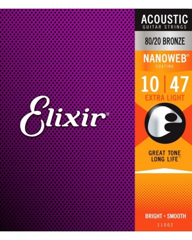 ELIXIR NANOWEB EXTRA LIGHT 10-47 bRONZE 80/20 Ref 11002