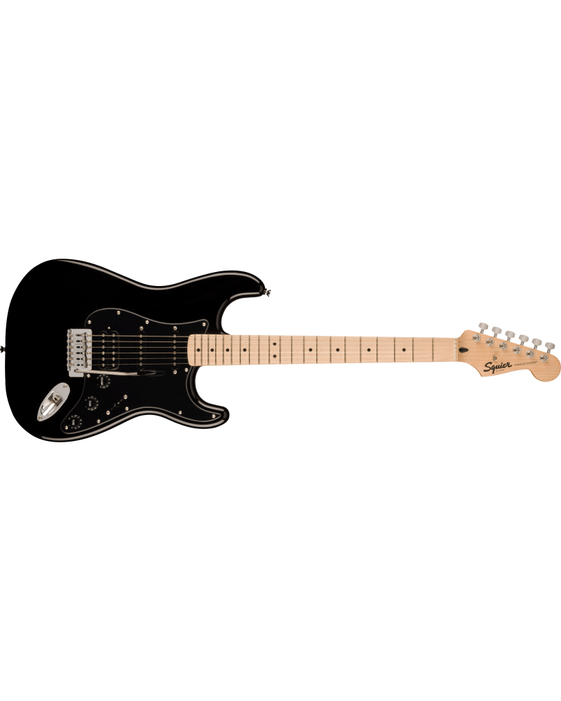 Squier Sonic Stratocaster HSS, Maple Fingerboard, Black Pickguard, Black