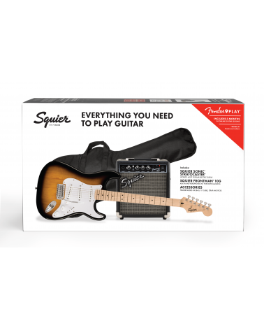 Squier Sonic Stratocaster Pack, Maple Fingerboard, 2-Color Sunburst, Gig Bag, 10G