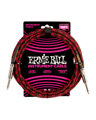 ERNIE BALL CABLE INSTRUMENTO JACK-JACK SS 3 M - NEGRO / ROJO 6394