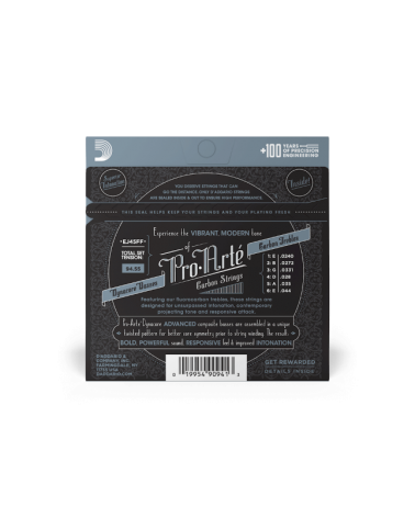 D'Addario EJ45FF. Pro-Arté Carbon, agudas de Dynacore, tensión normal