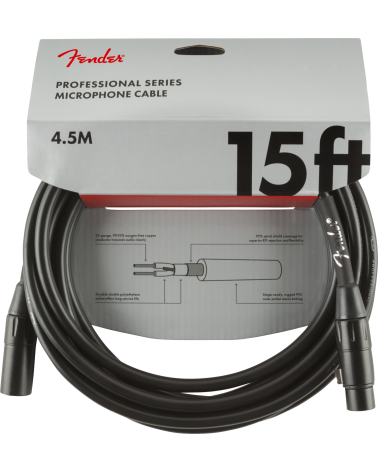 Fender Professional Series Microphone Cable, 15', Black 4.5 m.