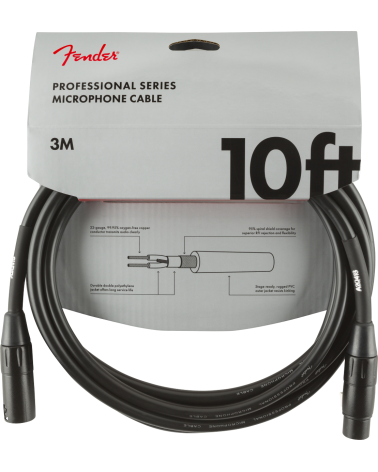 Fender Professional Series Microphone Cable, 10', Black 3 m.