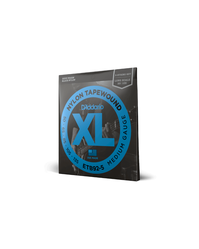 D'Addario ETB92-5. Tapewound para bajo de 5 cuerdas, calibre medio, 50-135, escala larga