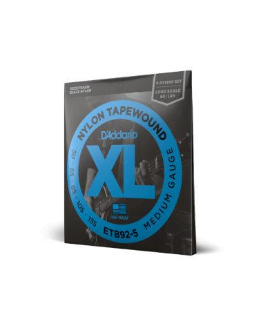 D'Addario ETB92-5. Tapewound para bajo de 5 cuerdas, calibre medio, 50-135, escala larga