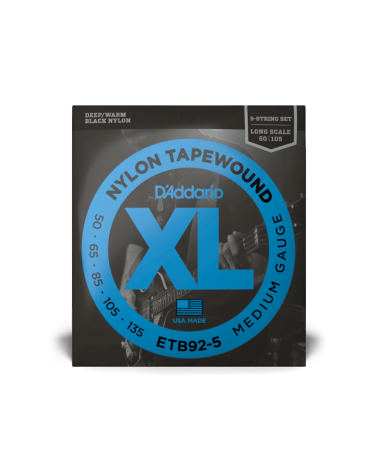 D'Addario ETB92-5. Tapewound para bajo de 5 cuerdas, calibre medio, 50-135, escala larga