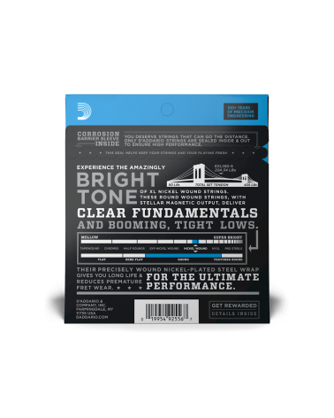 D'Addario EXL160-5. Para bajo de 5 cuerdas de entorchado de níquel, calibre medio, 50-135, escala larga