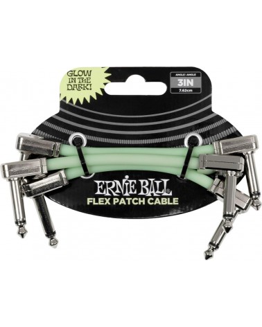 Ernie Ball Cable Interlink Flex Jack-Jack Aa 7,5 Cm Phosphorescent (3Uds) Eb6474