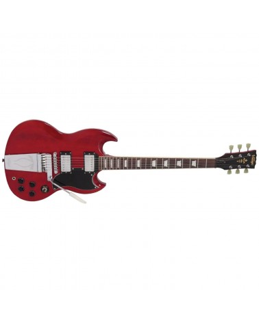 VINTAGE VS6 GUITAR W/VIBROLA TAILPIECE - CHERRY RED