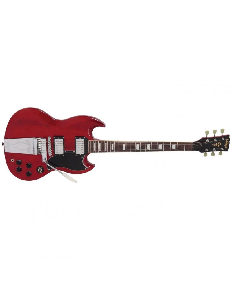 VINTAGE VS6 GUITAR W/VIBROLA TAILPIECE - CHERRY RED