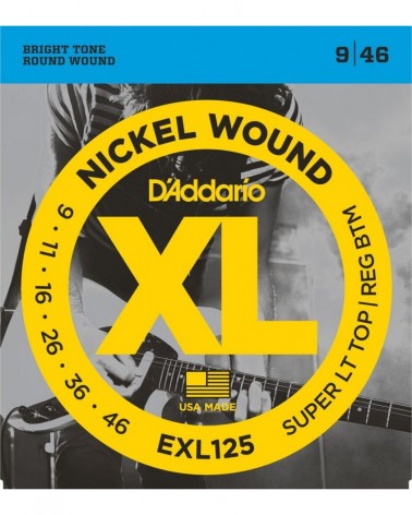 D'Addario EXL125. Entorchado de níquel, calibre superfino en agudas/regular en graves, 09-46