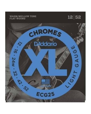 D'Addario ECG25 Chromes de entorchado plano, calibre fino, 12-52