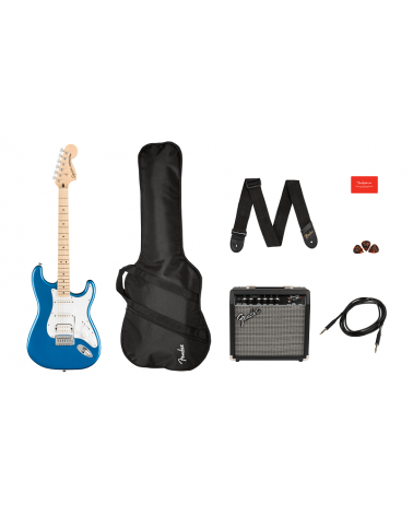 Squier ffinity Series Stratocaster HSS Pack, Maple Fingerboard, Lake Placid Blue, Gig Bag, 15G