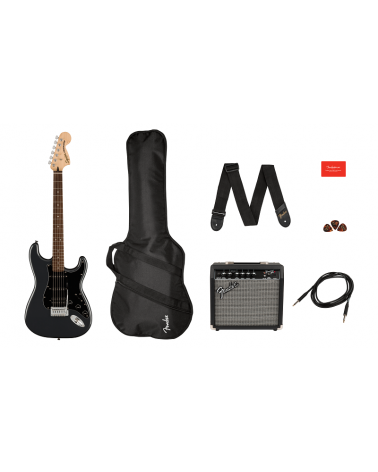 Squier Affinity Series Stratocaster HSS Pack, Laurel Fingerboard, Charcoal Frost Metallic, Gig Bag, 15G