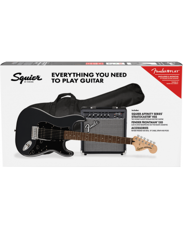 Squier Affinity Series Stratocaster HSS Pack, Laurel Fingerboard, Charcoal Frost Metallic, Gig Bag, 15G