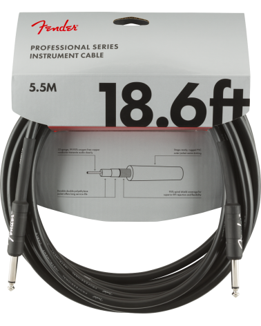 Fender Professional Series Instrument Cable, Straight/Straight, 18.6', Black