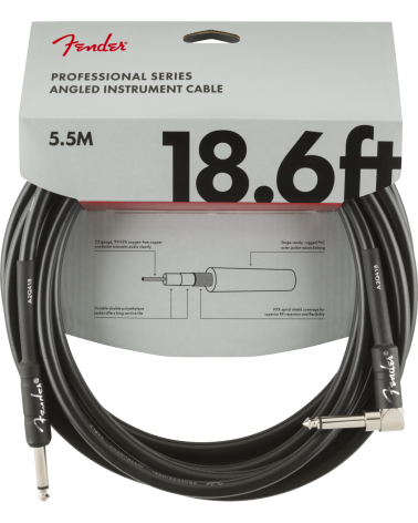 Fender Professional Series Instrument Cable, Straight/Angle, 18.6', Black