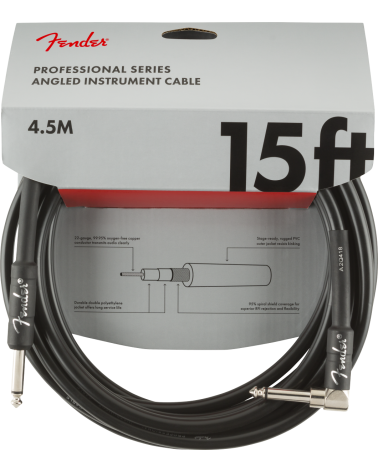 Fender Professional Series Instrument Cables, Straight/Angle, 15', Black 4,5 m